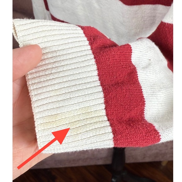 Zara Striped Knit Sweater Red White Number 7 Applique Preppy Collegiate Pullover - Picture 5 of 13